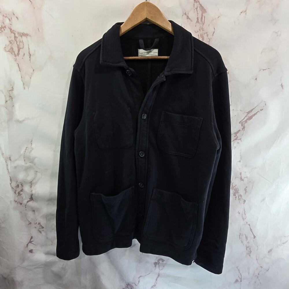 Everlane Jacket Womens Small Black Sweatshirt Organic Cotton Button Shacket